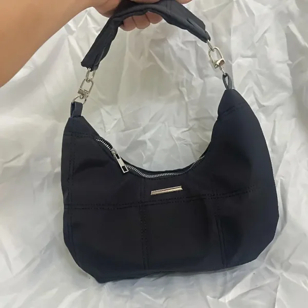 black nylon crescent handbag