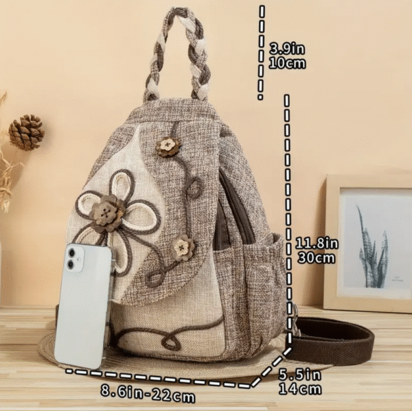 women bohemian handwoven floral backpack