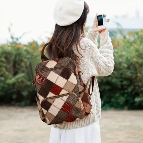 women vintage genuine leather backpack purse