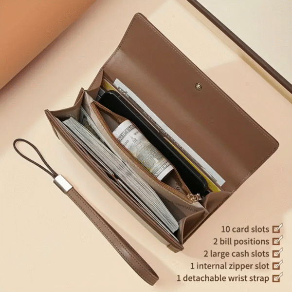 vintage women’s long wallet with wrist strap