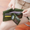 forest green retro trifold wallet with rfid protection