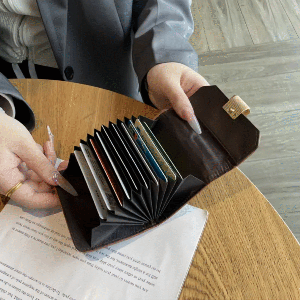 high end checkered print women card holder